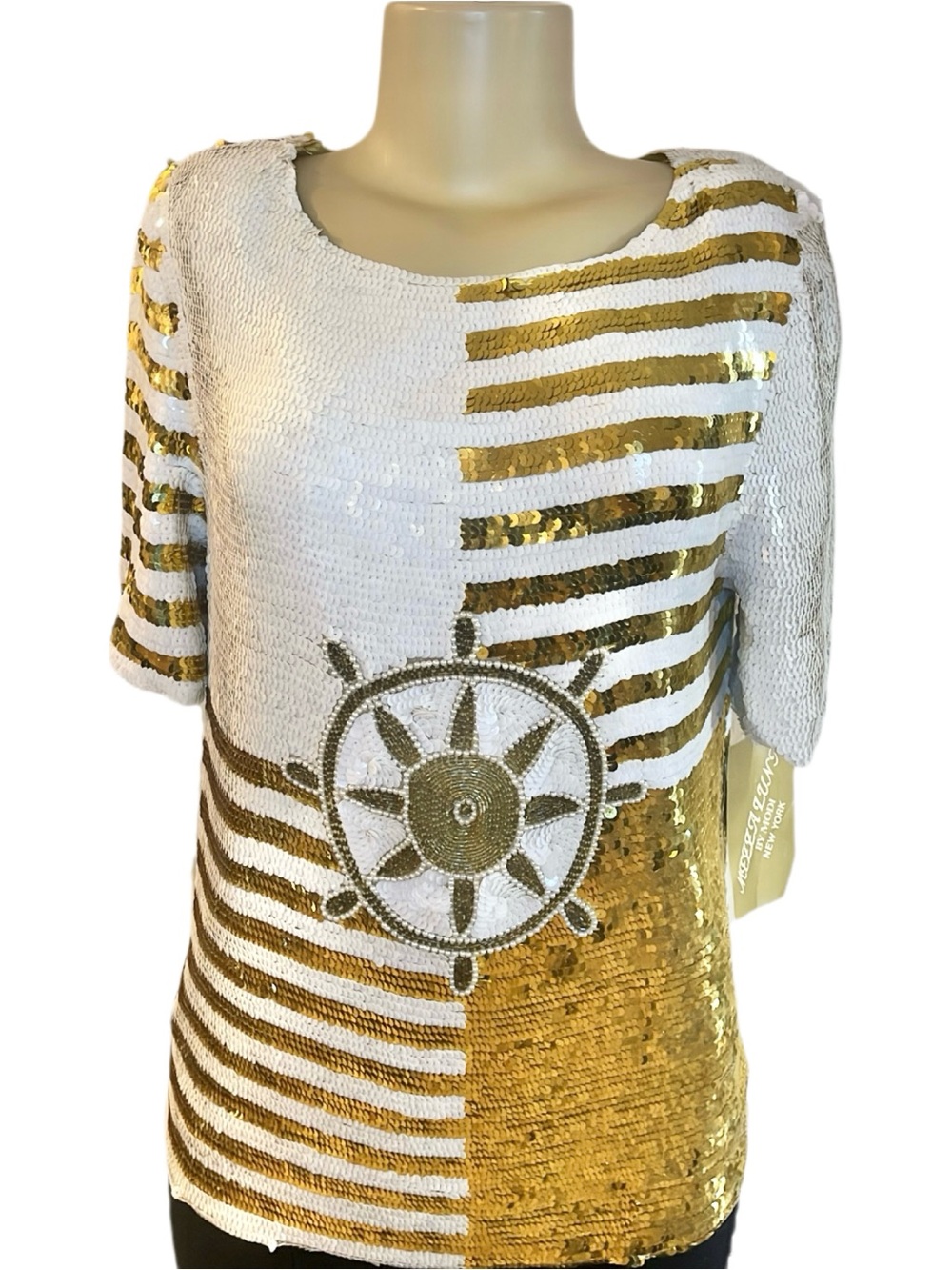 Vintage Dead stock Modi Nautical Theme Sequin Blouse